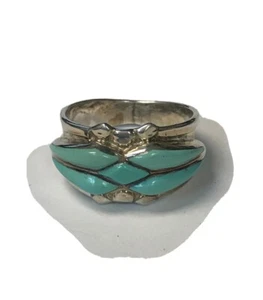 Vintage Turquoise Sterling Silver Ring Size 7.25 4.8 Gr - Picture 1 of 8