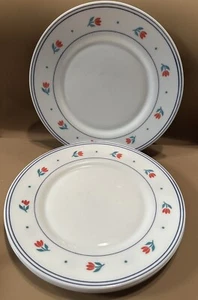 * 4- VTG Arcopal France Dessert PLATES, Floral Coupe Red Flowers/Tulips 7.75 - Picture 1 of 5