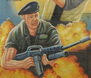 Ghana Filmplakat Afrikanischer Handbemalter Mehlsack NO RETREAT SURRENDER - Bild 1 von 3