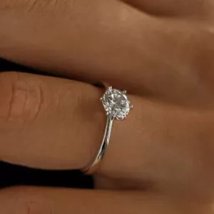 1Ct Round Cut Lab Grown CVD Diamond Women's Certified Ring In 14K White Gold - Picture 1 of 15
