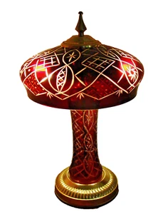 Tischlampe Nachtlampe Kristallglas Handgeschliffen Überfangglas 1 Hälfte 20Jh. - Bild 1 von 8
