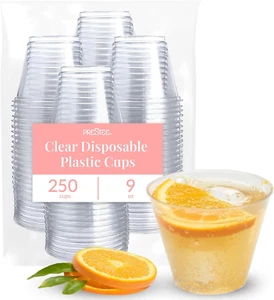 250-Pack Clear Disposable Cups - Durable 9 Oz Plastic Water Cups for Party, E... - Picture 1 of 12