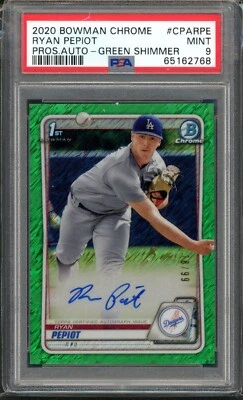 2020 BOWMAN CHROME RYAN PEPIOT GREEN SHIMMER AUTO #/99 PSA 9 MINT - Image 1 of 2