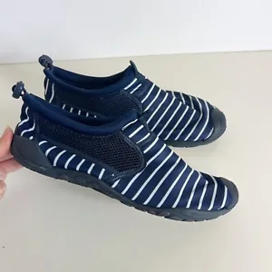 Lands End Water Shoes Womens Size 8B Blue White Stripe Slip On Aqua Sock - Picture 1 of 11
