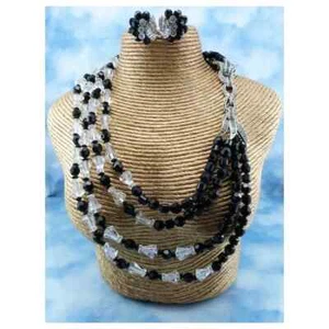 Designer Marcel Boucher Vintage Faceted Crystal Multi-Strand Necklace Set - Picture 1 of 8
