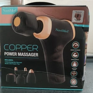 NuvoMed Copper Power Massager Gun w/3 Interchangeable Massage Heads Copper Tips - Picture 1 of 2