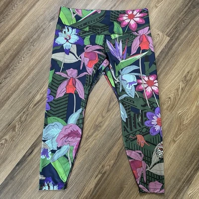 Nike Womens Dri-Fit One Icon Clash Ankle 26” Leggings Tropical Print Plus 2X - Image 1 of 4