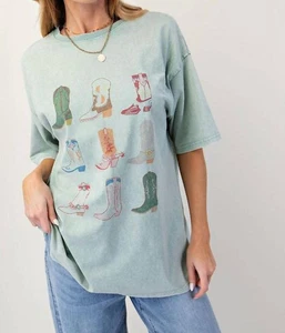 Staffelei Stiefel Print Mineral Washed Shirt Größe L - Bild 1 von 4