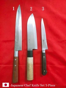 Vintage Item Lot of 3 Japanese Chef's Kitchen knife yanagiba santoku petty seki - Picture 1 of 24