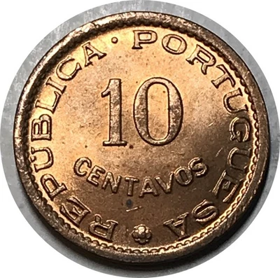 Mozambique 1960 • 10 centavos • KM# 83 • RED MS BU UNC (DS-9126) - Image 1 of 2