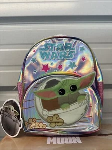 Disney STAR WARS The Mandalorian Child BABY YODA Mini Backpack Purse Glitter - Picture 1 of 3