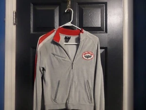 Rocawear Women's Velour Zip Up Sweatshirt Gray/Red Embroidered patch Size L - Picture 1 of 4