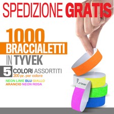 1000 BRACCIALETTO IDENTIFICATIVO TYVEK ASSORTITI bracciali monouso fluo dj 40184