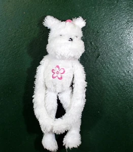  Limited Too plush white pink  flower puppy dog pink hangs from joined paws 14"  - Picture 1 of 4