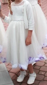 BHS Fleur Ivory Occasion Bridesmaid Party Dress Bow Petals Age 6-7 Years next - Picture 1 of 10