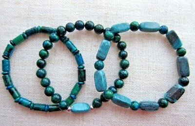 Turquoise Howlite & Chrysocolla Beaded Bracelets with Tibetan Silver Spacer. - Image 1 of 4