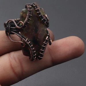H5351 Tourmaline Wire Wrapped Ring US 7 Gemstone Jewelry - Picture 1 of 3