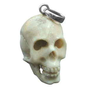 3cm Skull Totenkopf Skull Okkult Amulett Anhänger Horn mit ECHT Silber PB043 - Bild 1 von 1