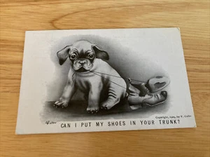 Cómics~Artista Vince Colby~Cachorro~¿Puedo poner mis zapatos en tu baúl?~1909 Postal - Imagen 1 de 2