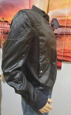 Zara man Contemporary Moto Zippered jacket US XL  Black satin & mesh #R2 - Image 1 of 4