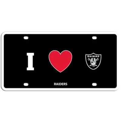 Placa de licencia de estireno de los Raiders de Las Vegas NFL fútbol americano me encanta (corazón) logotipo del equipo Foto 1 de 3