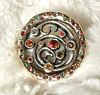 Patricia Locke Silver Plate Pin Brooch in Thicket Flax Swarovski Crystals NWOT - Image 1 of 4