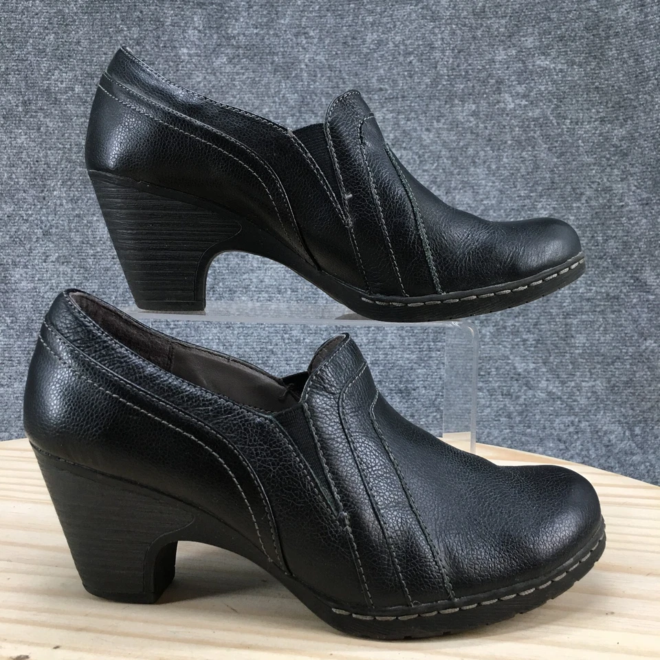 I Love Comfort Boots Womens 8M Celia Casual Low Ankle Bootie Black Leather Heels - Image 1 of 4