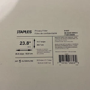 Staples Privacy Filter for 23.8" For Widescreen Monitors (16:9) - New - Picture 1 of 5