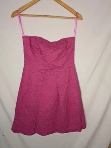 Abito J.Crew NUOVO Lorelei Seersucker rosa deco a pois taglia 8 - Foto 1 di 8