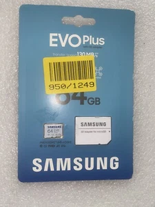 SAMSUNG 64GB EVO PLUS MICROSD 130MBS MEMORY CARD WITH ADAPTER 64GB - Picture 1 of 1