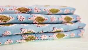 3 Yard Indian Handmade printed Fabric hand Block print Pan Cotton Dress fabric - Picture 1 of 4
