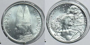 Vatican 1966 AH 1327//4H 5 Lire 198655 combine shipping - Picture 1 of 3