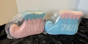 New Rae Dunn Jingle Jangle elf shoe ceramic decorations pink blue Christmas - Picture 1 of 11