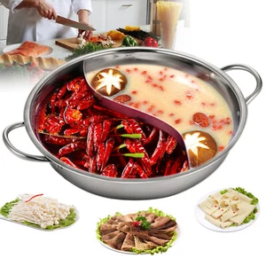 Olla Shabu caliente, acero inoxidable utensilios de cocina sopa inducción cubo tapa cocina doble lado - Imagen 1 de 8