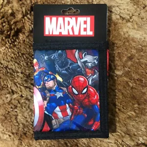 NEW Marvel Comics Avengers Trifold Boys Wallet Billfold Hook and Loop Spiderman - Picture 1 of 4