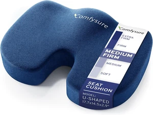 Memory Foam Seat Cushion for Tailbone & Sciatica Pain Relief - Navy - Picture 1 of 12
