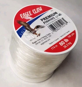 80lb Fishing Line Test Eagle Claw Premium Clear 190 Yards Spool - Picture 1 of 5