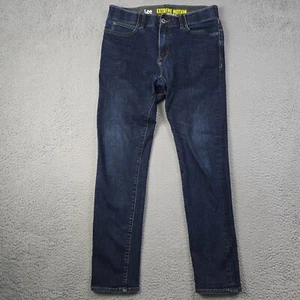 Lee Extreme Motion Jeans Mens 33x32 Blue Denim Slim Skinny Grunge Stretch Taper - Picture 1 of 13