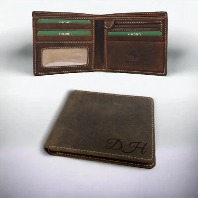 Personalised RFID Oiled Tan Leather Wallet Engraved Daddy Birthday Men's Gift - Image 1 of 4