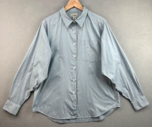 LL Bean Button Shirt Blue Large Sleeve Cuff Cotton Blend Wrinkle Free Career - Picture 1 of 6