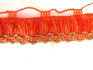 Orange and Gold Loop Fringe Fabric Trim 16 Yards Scalloped Trimming 1" wide - Picture 1 of 3