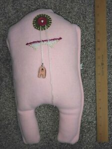 ~ Handmade Pink Tooth-shaped Pillow ~ Angel Wings Fairy Gift One-Eyed Monster