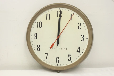 Vintage 14" Westclox School Monitor Wall Clock Runs Industrial WORKING Cover