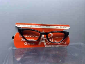 Vintage NOS Black Cat Eye Brille Paris France International Modern 42-18 - Bild 1 von 6
