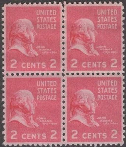 Scott # 806 - US Block Of 4 - John Adams - MNH -1938 - Picture 1 of 1