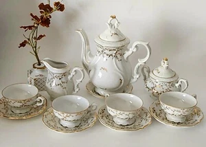 BAVARIA Gareis GERMANY Demitasse Tea Set (11 Pcs Set) Hand Painted, Gilded 88/1 - Picture 1 of 17