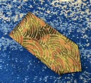 Jhane Barnes Silver Taupe Green Copper Rust Abstract Hand Sewn Necktie Japan - Imagen 1 de 5
