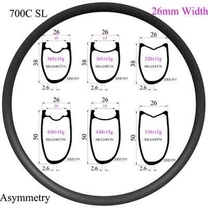 Super Light 700C Asymmetry Road Bicycle Carbon Rim Tubeless Clincher Tubular - Picture 1 of 6