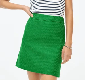 NWT J. Crew Green Back Zip Fully Lined Textured A-Line Mini Skirt Size 6 - Picture 1 of 11