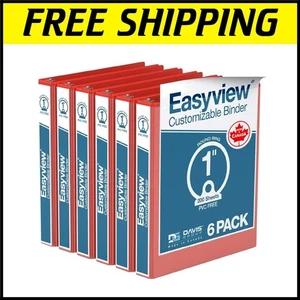 Versatile 1-Inch Red 3-Ring Binders with Interior Pockets, Clear Covers - 6 Pack - Picture 1 of 9